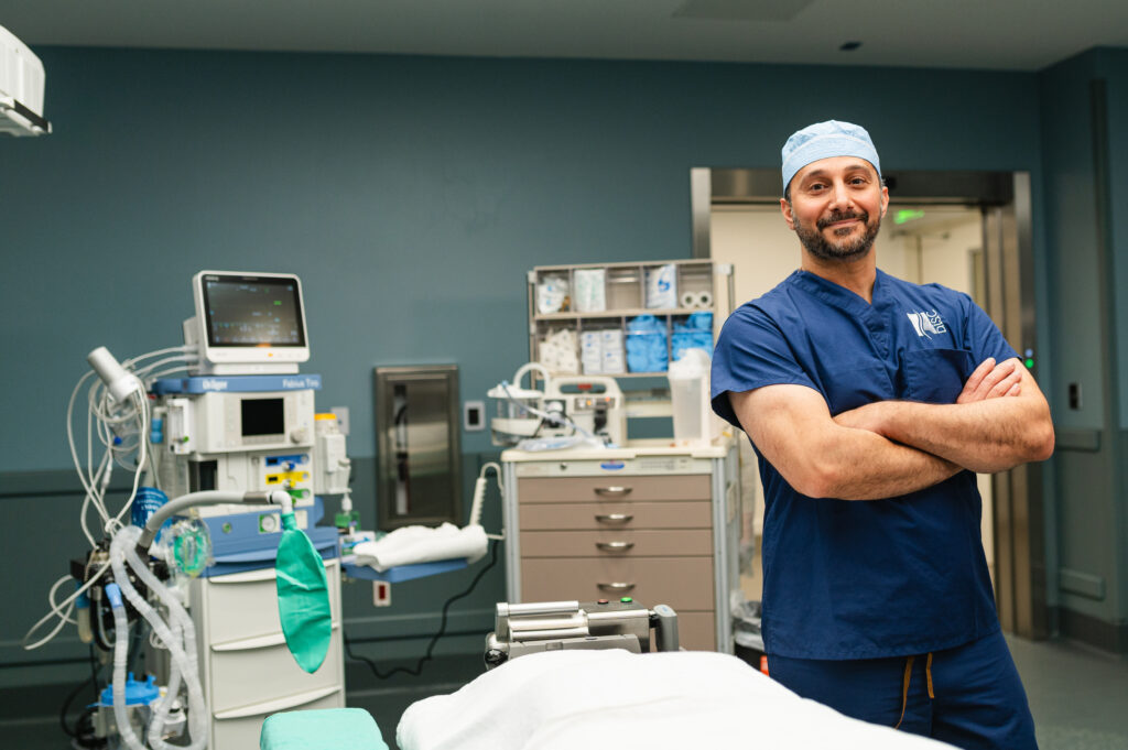 Dr. Rojeh Melikian in surgical suite at Marina Del Rey spine surgery center