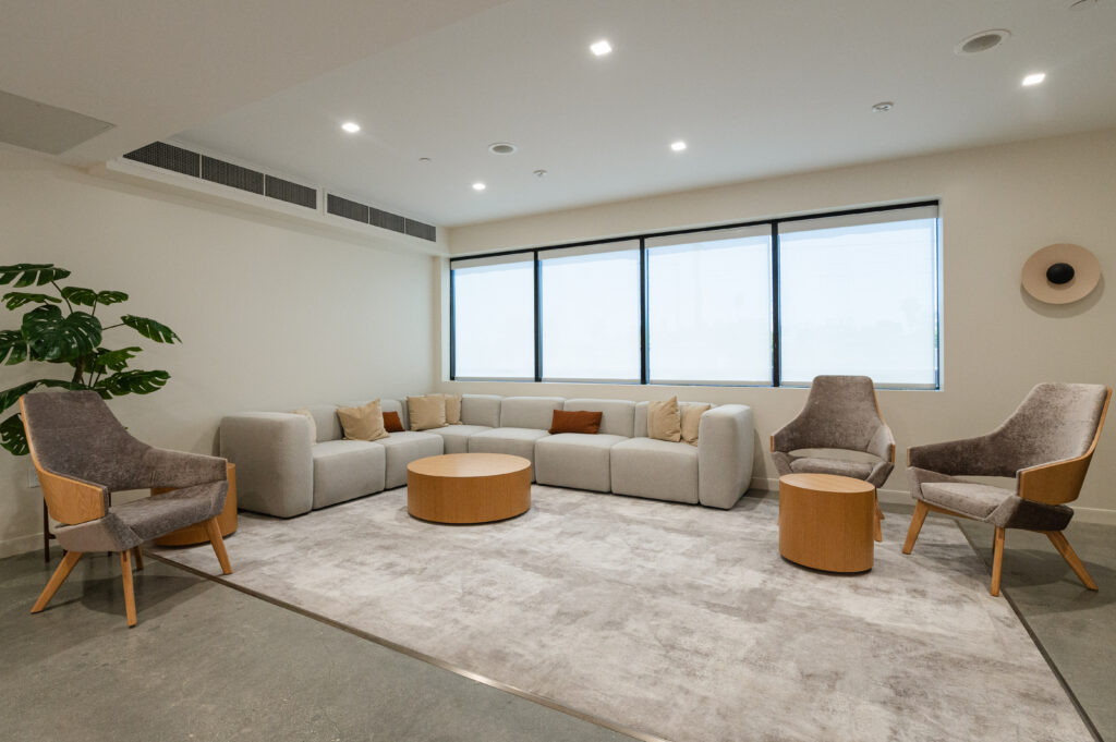 Modern waiting room at Dr. Rojeh Melikian's spine surgery office in L.A.